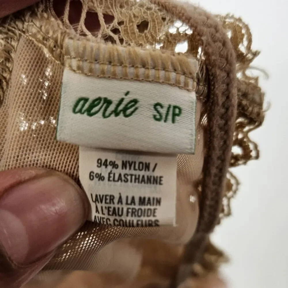 Aerie Lace Bralette Nude Wireless, Lightly Lined Size S Lightweight
